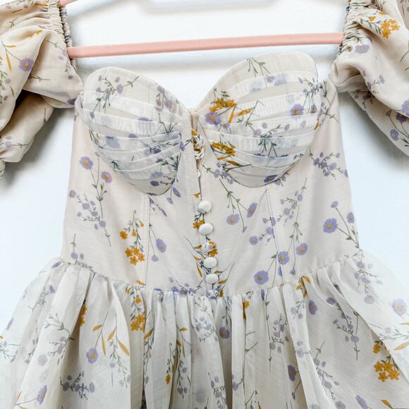 NWT Adeirlina The Lattest of Them All Off Shoulder Floral Fairy Mini Dress Small - Picture 4 of 11